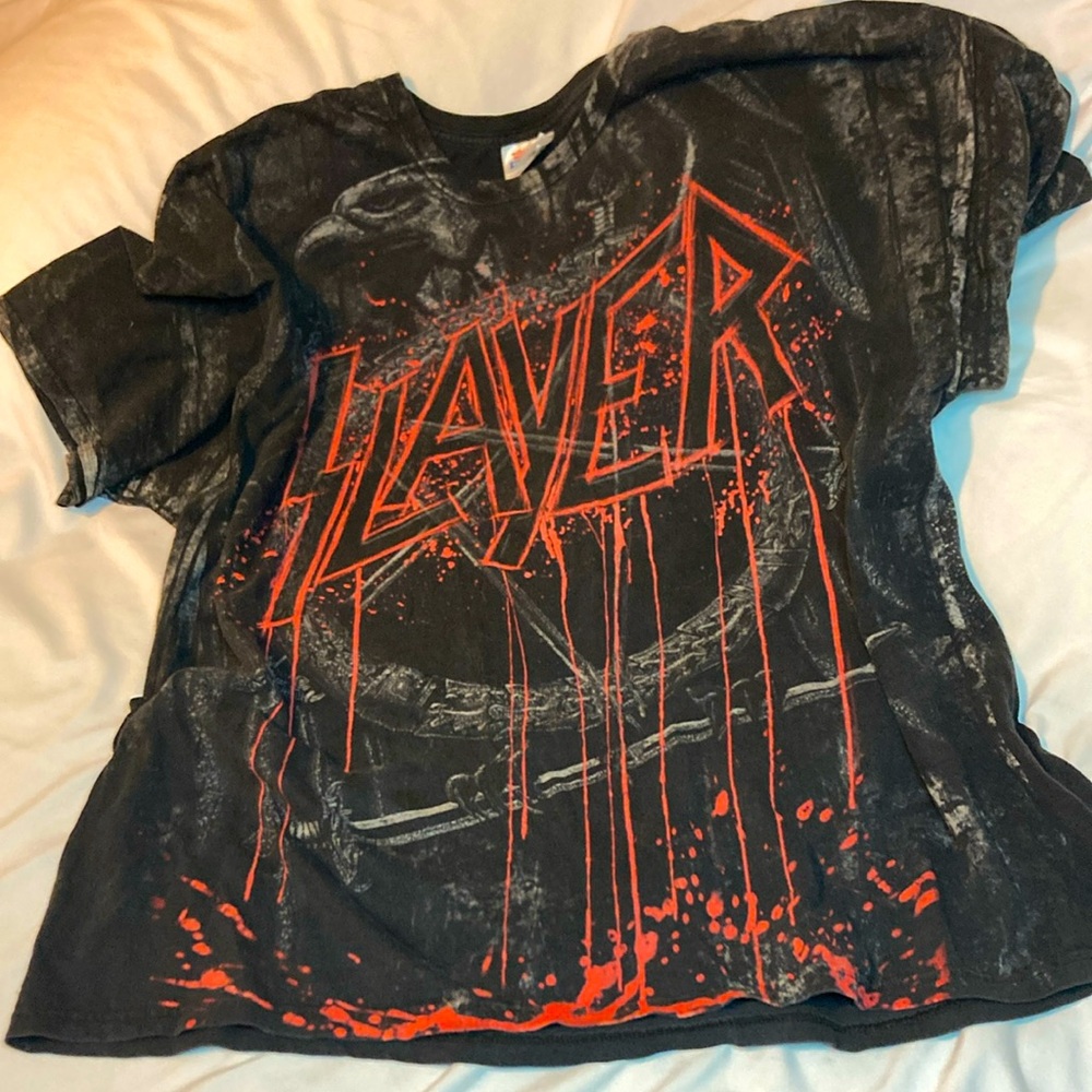 ADULT 2XL  Vintage SLAYER Band Tee shirt On Hanes Heavyweight   Short sleeves